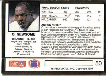 1991 Action Packed #50 Ozzie Newsome Back