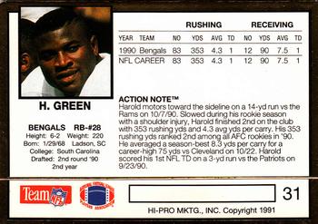 1991 Action Packed #31 Harold Green Back