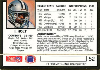 1991 Action Packed #52 Issiac Holt Back