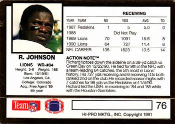 1991 Action Packed #76 Richard Johnson Back