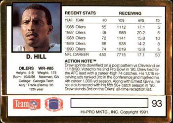 1991 Action Packed #93 Drew Hill Back