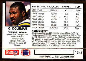 1991 Action Packed #153 Chris Doleman Back