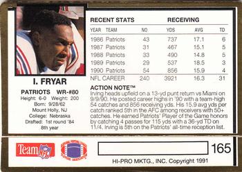1991 Action Packed #165 Irving Fryar Back