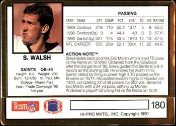 1991 Action Packed #180 Steve Walsh Back