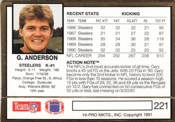 1991 Action Packed #221 Gary Anderson Back