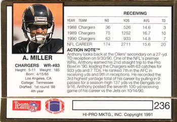 1991 Action Packed #236 Anthony Miller Back