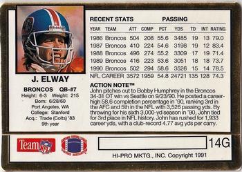 1991 Action Packed - 24K Gold #14G John Elway Back