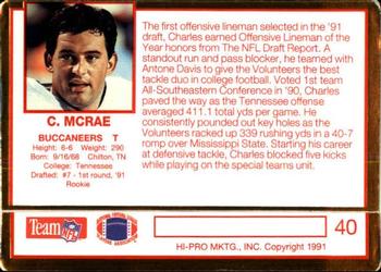 1991 Action Packed Rookie/Update #40 Charles McRae Back