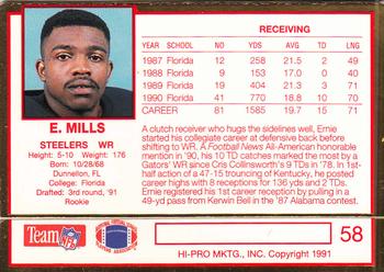 1991 Action Packed Rookie/Update #58 Ernie Mills Back