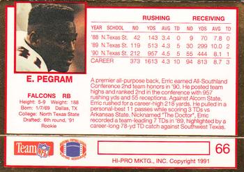 1991 Action Packed Rookie/Update #66 Erric Pegram Back