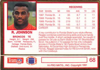 1991 Action Packed Rookie/Update #68 Reggie Johnson Back
