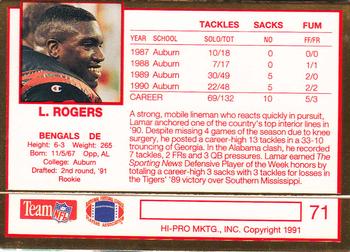 1991 Action Packed Rookie/Update #71 Lamar Rogers Back