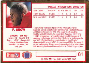 1991 Action Packed Rookie/Update #81 Percy Snow Back
