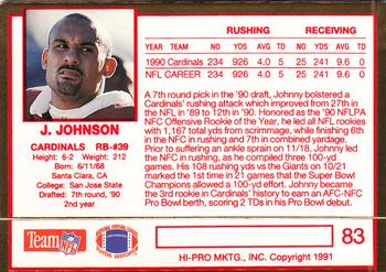 1991 Action Packed Rookie/Update #83 Johnny Johnson Back