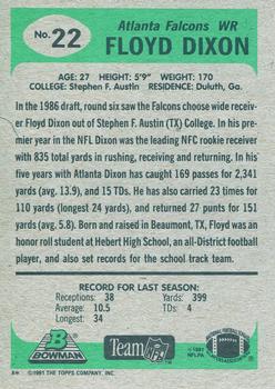 1991 Bowman #22 Floyd Dixon Back