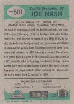 1991 Bowman #501 Joe Nash Back