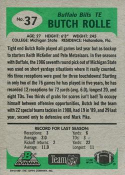 1991 Bowman #37 Butch Rolle Back