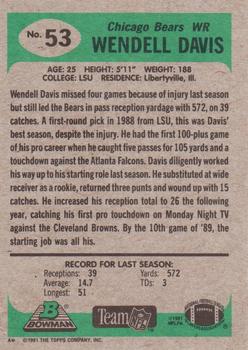 1991 Bowman #53 Wendell Davis Back
