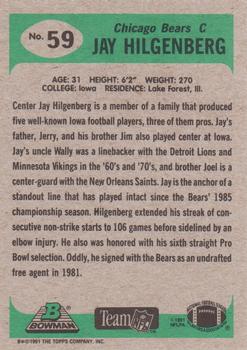 1991 Bowman #59 Jay Hilgenberg Back
