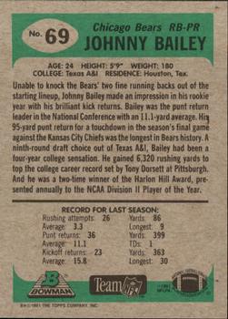 1991 Bowman #69 Johnny Bailey Back