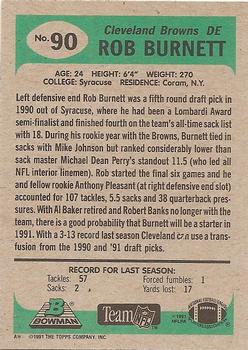 1991 Bowman #90 Rob Burnett Back