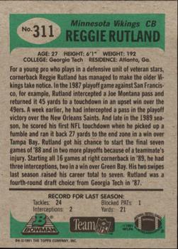 1991 Bowman #311 Reggie Rutland Back