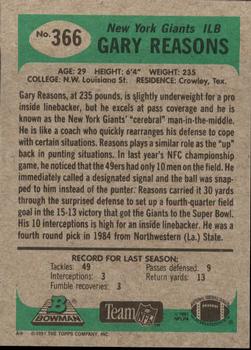 1991 Bowman #366 Gary Reasons Back