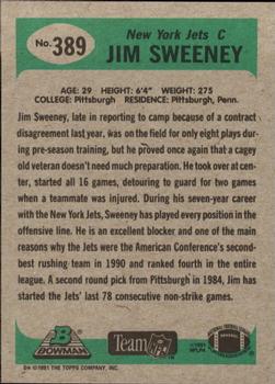 1991 Bowman #389 Jim Sweeney Back