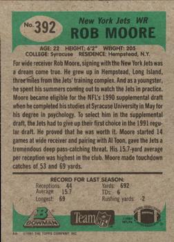 1991 Bowman #392 Rob Moore Back