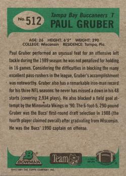 1991 Bowman #512 Paul Gruber Back