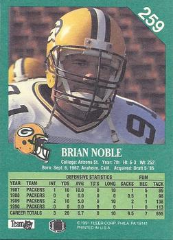 1991 Fleer #259 Brian Noble Back
