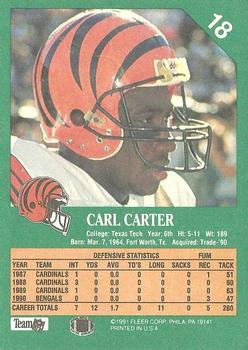 1991 Fleer #18 Carl Carter Back
