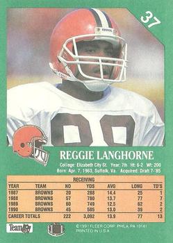 1991 Fleer #37 Reggie Langhorne Back
