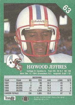 1991 Fleer #63 Haywood Jeffires Back