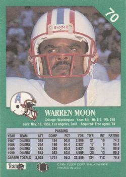 1991 Fleer #70 Warren Moon Back