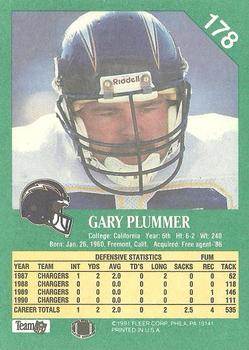 1991 Fleer #178 Gary Plummer Back