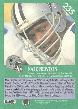1991 Fleer #235 Nate Newton Back