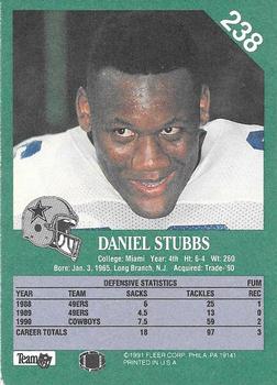 1991 Fleer #238 Danny Stubbs Back
