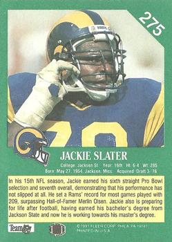1991 Fleer #275 Jackie Slater Back