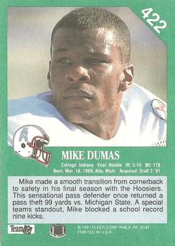 1991 Fleer #422 Mike Dumas Back