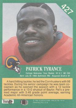 1991 Fleer #427 Patrick Tyrance Back