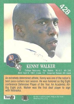 1991 Fleer #428 Kenny Walker Back