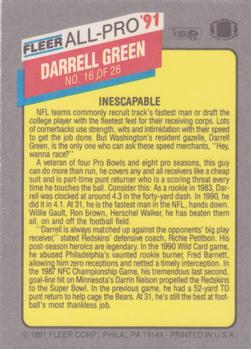 1991 Fleer - All-Pro '91 #16 Darrell Green Back