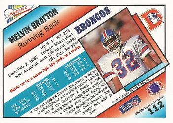 1991 Pacific #112 Melvin Bratton Back