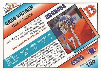 1991 Pacific #120 Greg Kragen Back