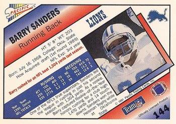 1991 Pacific #144 Barry Sanders Back