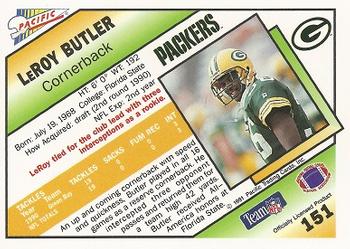 1991 Pacific #151 LeRoy Butler Back
