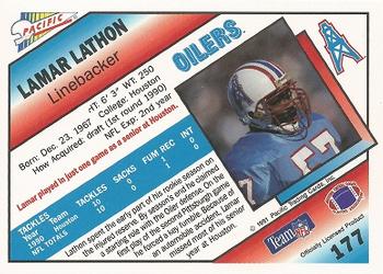 1991 Pacific #177 Lamar Lathon Back