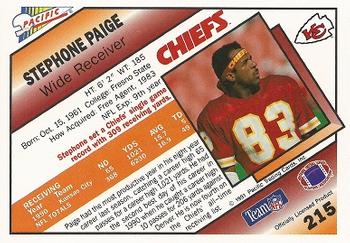 1991 Pacific #215 Stephone Paige Back