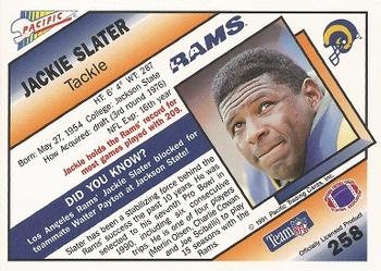 1991 Pacific #258 Jackie Slater Back
